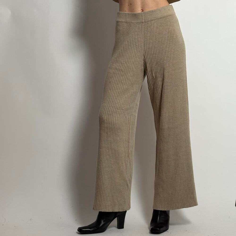 The Drop Tan Knit Wide Leg Lounge Pants | S
